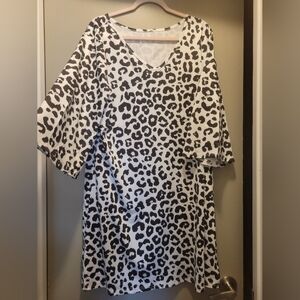Leopard Print V-Neck Dress Sz XXL